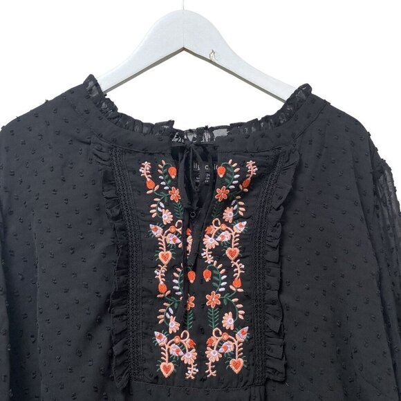 NEW CITY CHIC Boho Blouse  Plus Size XXL  Black Embroidered Womens Top - Picture 3 of 11